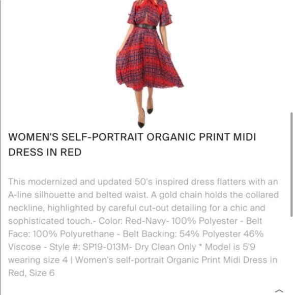 Self-Portrait Organic Print Midi Dress Pleated - Picture 6 of 8